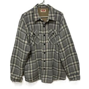 Wrangler Mens Lined Button Up Work Jacket Shirt Size Large Gray Plaid NWT